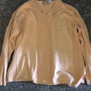 Yellow knit sweater.